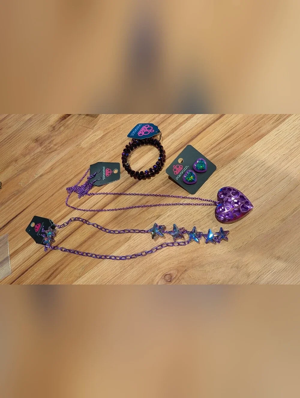 paparazzi Purple Heart & Star Layered Necklace Set with Matching Earrings